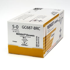 Suture with Needle Reli® Absorbable Uncoated Undyed Suture Chromic Gut Size 5 - 0 18 Inch Suture 1-Needle 13 mm Length 3/8 Circle Reverse Cutting Needle with Precision Point