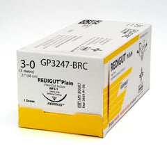 Suture with Needle Reli® Absorbable Uncoated Undyed Suture Plain Gut Size 3 - 0 27 Inch Suture 1-Needle 24 mm Length 3/8 Circle Reverse Cutting Needle