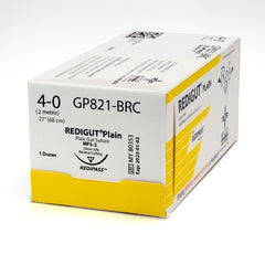 Suture with Needle Reli® Absorbable Uncoated Undyed Suture Plain Gut Size 4 - 0 27 Inch Suture 1-Needle 19 mm Length 3/8 Circle Reverse Cutting Needle