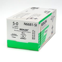 Suture with Needle Reli® Redilon Nonabsorbable Uncoated Black Suture Monofilament Nylon Size 5 - 0 10 Inch Suture 1-Needle 13 mm Length 3/8 Circle Reverse Cutting Needle