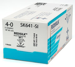 Suture with Needle Reli® Redisilk Nonabsorbable Uncoated Black Suture Braided Silk Size 4 - 0 18 Inch Suture 1-Needle 13 mm Length 3/8 Circle Reverse Cutting Needle with Precision Point