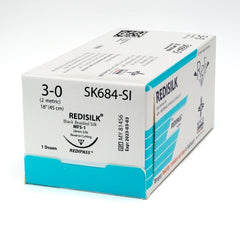 Suture with Needle Reli® Redisilk Nonabsorbable Uncoated Black Suture Braided Silk Size 3 - 0 18 Inch Suture 1-Needle 24 mm Length 3/8 Circle Reverse Cutting Needle
