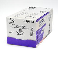 Suture with Needle Reli® Redisorb Absorbable Coated Violet Suture Braided Polyglycolic Acid Suture Size 5 - 0 18 Inch Suture 1-Needle 19 mm Length 3/8 Circle Reverse Cutting Needle