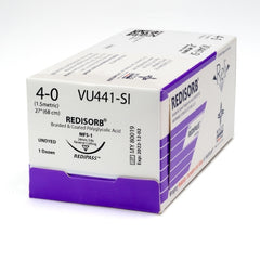Suture with Needle Reli® Redisorb Absorbable Coated Undyed Suture Braided Polyglycolic Acid Suture Size 4 - 0 27 Inch Suture 1-Needle 24 mm Length 3/8 Circle Reverse Cutting Needle