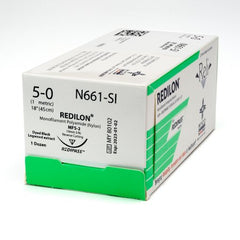 Suture with Needle Reli® Redilon Nonabsorbable Uncoated Black Suture Monofilament Nylon Size 5 - 0 18 Inch Suture 1-Needle 19 mm Length 3/8 Circle Reverse Cutting Needle
