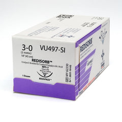 Suture with Needle Reli® Redisorb Absorbable Coated Undyed Suture Braided Polyglycolic Acid Suture Size 3 - 0 18 Inch Suture 1-Needle 19 mm Length 3/8 Circle Precision Reverse Cutting Needle