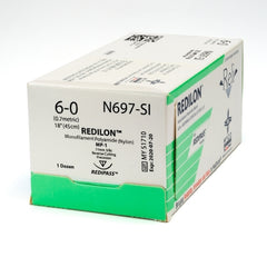 Suture with Needle Reli® Redilon Nonabsorbable Uncoated Black Suture Monofilament Nylon Size 6 - 0 18 Inch Suture 1-Needle 11 mm Length 3/8 Circle Reverse Cutting Needle