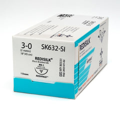 Suture with Needle Reli® Redisilk Nonabsorbable Uncoated Black Suture Braided Silk Size 3 - 0 18 Inch Suture 1-Needle 23 mm Length 1/2 Circle Reverse Cutting Needle