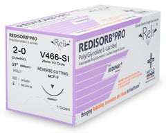 Suture with Needle Reli® Redisorb Absorbable Coated Violet Suture Braided Polyglycolic Acid Suture Size 2 - 0 27 Inch Suture 1-Needle 13 mm Length 1/2 Circle Reverse Cutting Needle