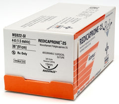 Suture with Needle Reli® Absorbable Uncoated Undyed Suture Monofilament Poliglecaprone Size 4 - 0 36 Inch Suture 1-Needle 19 mm Length 3/8 Circle Reverse Cutting Needle
