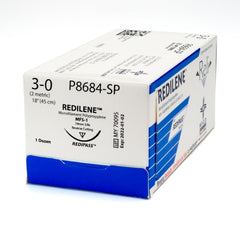Suture with Needle Reli® Redilene Nonabsorbable Uncoated Blue Suture Monofilament Polypropylene Suture Size 3 - 0 18 Inch Suture 1-Needle 24 mm Length 3/8 Circle Reverse Cutting Needle
