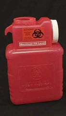 Post Medical Sharps Container Leaktight 1.5 Gallon Red Base / White Lid Horizontal / Vertical Entry Screw On Lid