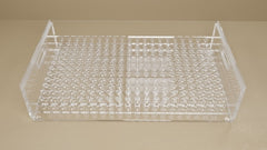 PANTek Technologies LLC Stacking Test Tube Rack Mitchell Plastics 240 Place 16 mm Tube Size Clear 5-1/2 X 12-1/2 X 21 Inch