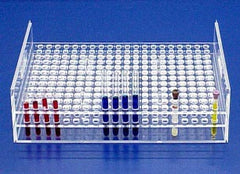 PANTek Technologies LLC Stacking Test Tube Rack Mitchell Plastics 100 Place 20 mm Tube Size Clear 5-1/2 X 10-1/2 X 11 Inch