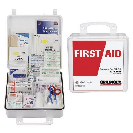 Grainger First Aid Kit 10 People Plastic Case