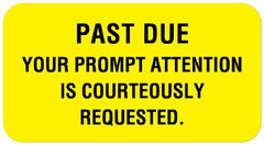 United Ad Label Pre-Printed Label UAL™ Instructional Label Yellow Paper Past Due Please Remit Today Black Patient Information 7/8 X 1-5/8 Inch - M-1008559-4615 - Roll of 1