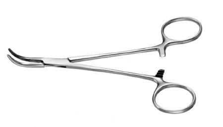 Miltex Hemostatic Forceps Padgett® Baby Mixter 5-1/2 Inch Length Surgical Grade Stainless Steel NonSterile Ratchet Lock Finger Ring Handle Curved - M-1009468-3475 - Each