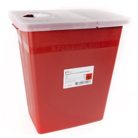 Sharps Container McKesson Prevent® 13-3/4 W X 13-3/4 D X 14 H Inch 8 Gallon Red Base / Translucent Lid Horizontal / Vertical Entry Hinged Rotor Lid - M-1011861-2447 - Each