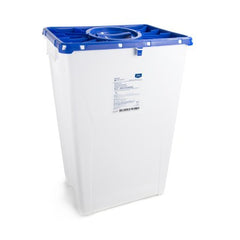 Pharmaceutical Waste Container McKesson Prevent® 24-3/5 H X 17-3/10 W X 13 L Inch 18 Gallon White Base / Blue Lid Vertical Entry Rotating Lid - M-1011863-4853 - Case of 7