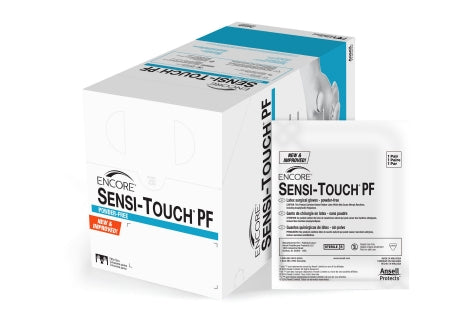 Ansell Surgical Glove ENCORE® Sensi-Touch® PF Size 5.5 Sterile Pair Latex Extended Cuff Length Smooth White Not Chemo Approved - M-1012601-1149 - Case of 200