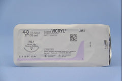 Suture with Needle Coated Vicryl Absorbable Coated Violet Suture Braided Polyglactin 910 Size 4 - 0 27 Inch Suture 1-Needle 24 mm Length 3/8 Circle Reverse Cutting Needle
