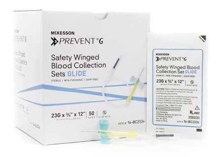 McKesson Prevent® G Blood Collection Set 23 Gauge 3/4 Inch Needle Length Safety Needle 12 Inch Tubing Sterile