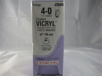 J & J Healthcare Systems Suture with Needle Coated Vicryl™ Absorbable Coated Violet Suture Braided Polyglactin 910 Size 4 - 0 27 Inch Suture 1-Needle 17 mm Length 1/2 Circle Taper Point Needle