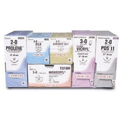 Suture with Needle Coated Vicryl Absorbable Coated Violet Suture Braided Polyglactin 910 Size 5 - 0 27 Inch Suture 1-Needle 17 mm Length 1/2 Circle Taper Point Needle