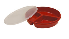 Fabrication Enterprises Partitioned Scoop Plate FabLife Red Reusable Plastic 8 Inch Diameter