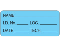 Shamrock Scientific Pre-Printed / Write On Label Shamrock Communication Fill In Blue Matte Coldstick NAME _____ / I.D. No. _____ LOC. _____ / DATE _____ TECH. _____ Black Patient Information 1 X 2-1/4 Inch - M-1014704-2080 - Roll of 500