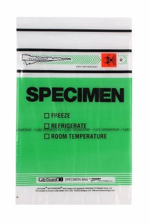 Minigrip Specimen Transport Bag with Document Pouch Lab Guard® TearZone® 6 X 9 Inch Polyethylene Zip Closure Biohazard Symbol / Storage Instructions NonSterile