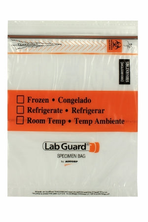 Minigrip Specimen Transport Bag with Document Pouch Lab Guard® TearZone® 8 X 10 Inch Polyethylene Zip Closure Biohazard Symbol / Storage Instructions NonSterile