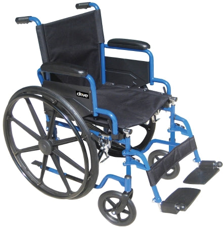 Drive Medical Wheelchair drive™ Blue Streak Desk Length Arm Flip Back Arm Style Swing-Away Footrest Black Upholstery 16 Inch Seat Width 250 lbs. Weight Capacity