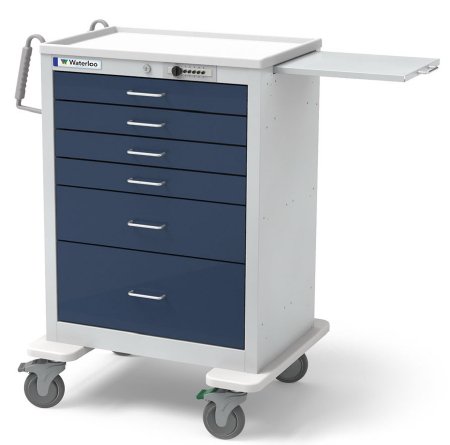 Waterloo Industries Anesthesia Cart Steel 24.5 X 29 X 43.5 Inch White 16.5 X 22 Inch, Drawer Height: Four 3 Inch Drawer, One 6 Inch Drawer, One 9 Inch Drawer