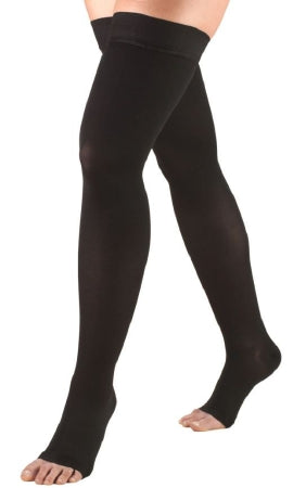 TruForm Compression Stocking Truform® Thigh High Large Black Open Toe