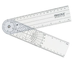 Prestige Medical Universal Goniometer Heavy-Gauge Clear Plastic 360° Range in Single Degree Increments Inches and Centimeters