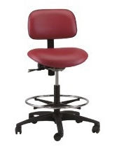 The Brewer Company Industrial Stool Task Series Contoured Backrest Pneumatic Height Adjustment 5 Casters Clamshell