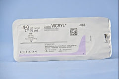 Suture with Needle Coated Vicryl Absorbable Coated Undyed Suture Braided Polyglactin 910 Size 4 - 0 27 Inch Suture 1-Needle 60 mm Length Straight Conventional Cutting Needle