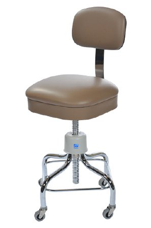 Pedigo Products Operating Room Stool Upholstered Spring Back Screw Shaft 2 Inch Double Ball Bearing Casters Beige