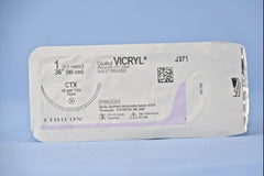 J & J Healthcare Systems Suture with Needle Coated Vicryl™ Absorbable Coated Violet Suture Braided Polyglactin 910 Size 1 36 Inch Suture 1-Needle 48 mm Length 1/2 Circle Taper Point Needle