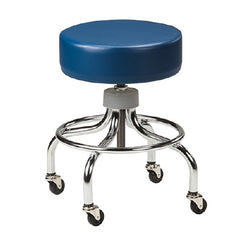 Clinton Industries Base Stool Chrome Series Backless Spin Lift Height Adjustment 4 Casters Royal Blue