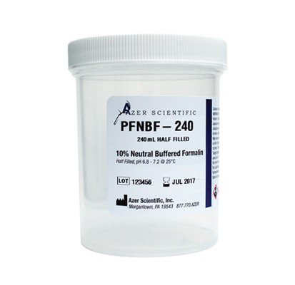 Azer Scientific Prefilled Formalin Container Polypropylene 120 mL Fill in 240 mL (8 oz.) Screw Cap Warning Label NonSterile
