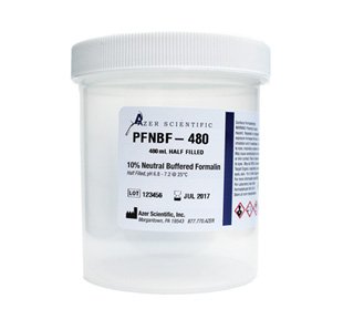 Azer Scientific Prefilled Formalin Container Polypropylene 240 mL Fill in 480 mL (16 oz.) Screw Cap Warning Label NonSterile