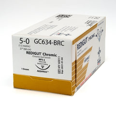 Suture with Needle Reli® Absorbable Uncoated Undyed Suture Chromic Gut Size 5 - 0 27 Inch Suture 1-Needle 19 mm Length 3/8 Circle Reverse Cutting Needle