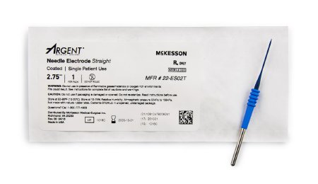 Electrosurgical Electrode McKesson Argent™ 2-3/4 Inch Coated Stainless Steel Straight Needle Disposable Sterile - M-1018822-2395 - Box of 12