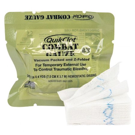 Z-Medica Hemostatic Dressing QuikClot Combat Gauze® 3 Inch X 4 Yard 1 per Pack Individual Packet Kaolin Sterile