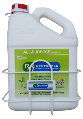 C2R Global Manufacturing Pharmaceutical Disposal System Rx Destroyer™ PRO Series All-Purpose 1 Gallon Bottle, 3,000 Pill Capacity