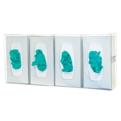 Bowman Manufacturing Glove Box Holder Quad with Dividers Horizontal or Vertical Mounted 4-Box Capacity Clear 4 X 10.13 X 22.63 Inch Plastic