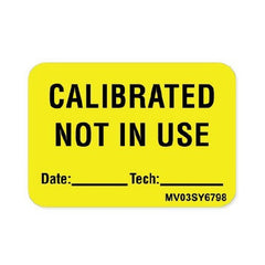 Precision Dynamics Pre-Printed Label MedVision® Advisory Label Yellow Paper Calibrated Not In Use Black Alert Label 1 X 1-7/16 Inch - M-1021144-1111 - Roll of 1