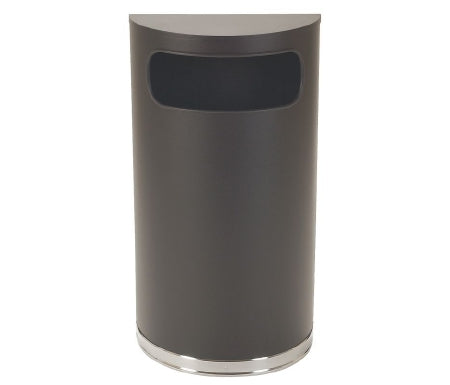 Grainger Trash Can Tough Guy 9 gal. Half Round Black Powder Coated Steel Side Opening - M-1021203-1360 - Each